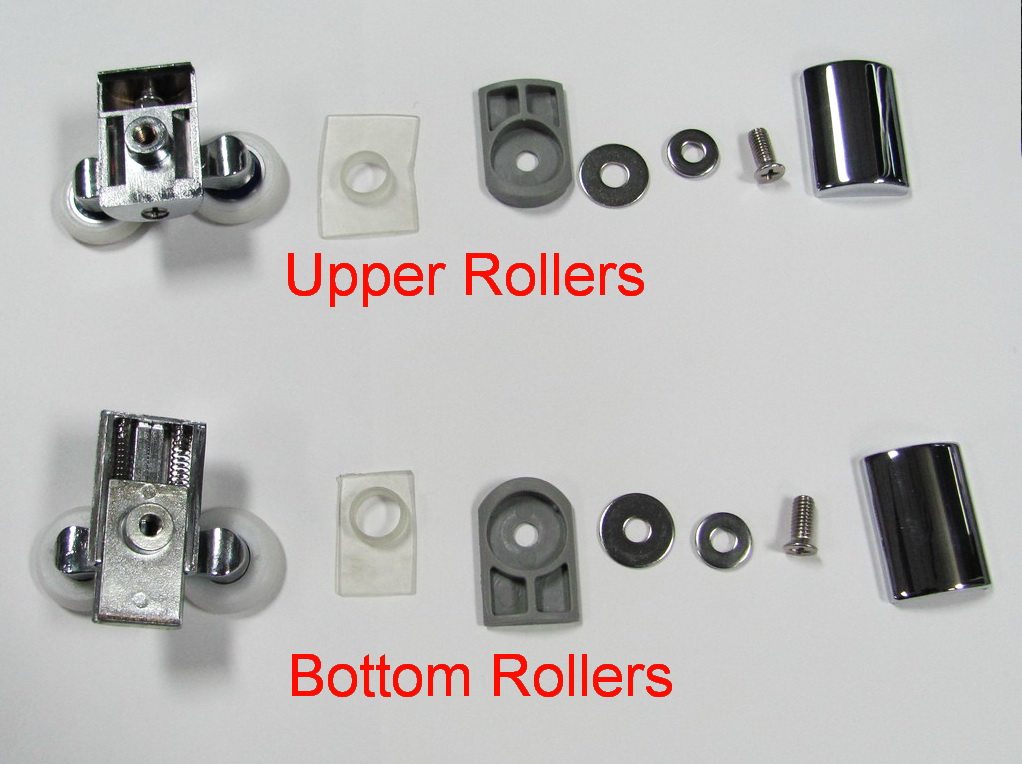 Shower Sliding Door Rollers, double wheel alloy casing set of 8 (for 2 door) 2W-8 - Image 1