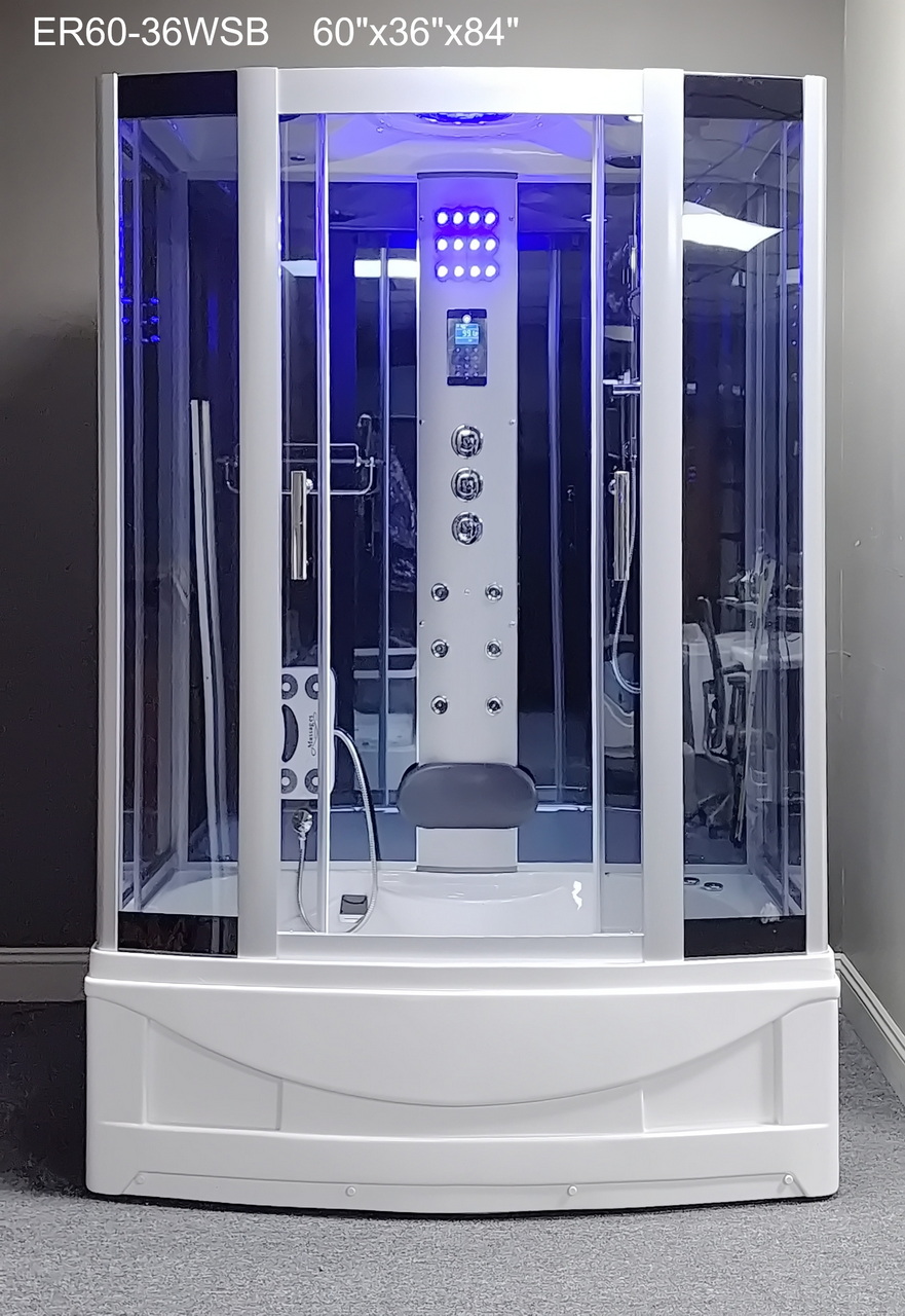 EMPIRESHOWER ER60-36WSB-HD (HEAVY DUTY) STEAM SHOWER WITH WHIRLPOOL TUB AND BLUETOOTH AUDIO 60x36x84 free shipping - Image 1